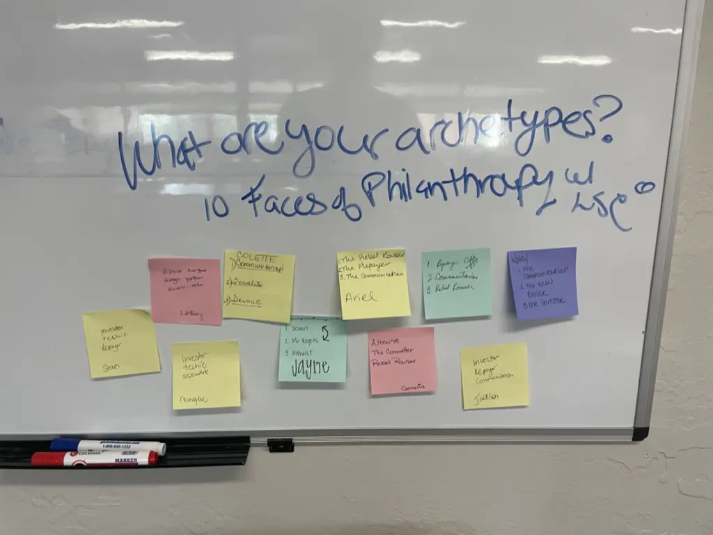 Whiteboard with sticky notes and handwriting.